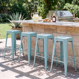 Vyrox Metal Bar Stools Set of 4, 30 Inch Bar Height Stackable Backless Industrial Stools with Footrest, Indoor & Outdoor