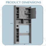 Homall Over The Toilet Storage Cabinet with Barn Doors, Farmhouse Style Space Saver for Over Toilet Storage with Toilet Paper Holder, for Bathroom, Restroom, Gray