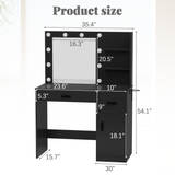 Homall Makeup Vanity Table with Lights, Mirror, Storage Cabinet, and Power Outlet for Bedroom and Dressing Room