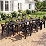 Homall 7 Piece Patio Dining Set, HDPE Outdoor Dining Table and 6 Armrest Chairs, Patio Furniture Set with Umbrella Hole for Backyard Garden Porch, Black