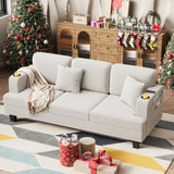 Homall 84''W Modern Sofa 3 Seat Adult Corduroy Couch with Wide Armrest Fabric Couch with USB Charging Ports for Living Room
