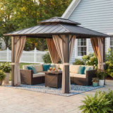 Homall 10x12 FT Hardtop Gazebo with Aluminum Frame Galvanized Steel Double Roof & Mosquito Net and Curtains for Garden Patio Lawns