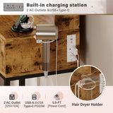 Homall Vanity Desk with Mirror, Power Outlet & LED Lights, Makeup Vanity Table with 2 Drawers & 4 Shelves, Dressing Table for Bedroom Dressing Room