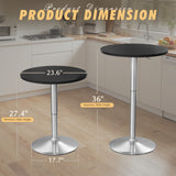 Homall 2 Pieces Bar Table Height Adjustable Bistro Pub Table Cocktail Round Table with Metal Base, White/Sliver