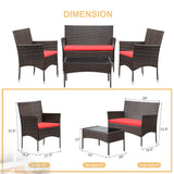 Lacoo 4 Pieces Patio Conversation Set Outdoor PE Rattan Wicker Chairs Set and Table