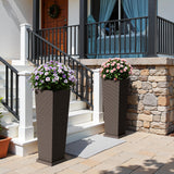 Homall 2-Pack 24" Tall Outdoor Plastic Planters with Inside Pots, Rattan - Patterned for Patio Decor