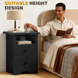 Homall NightStand Set of 2 with 2 Drawers & Open Storage Shelf, Farmhouse End Table Bedside Table for Bedroom Living Room