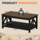 Homall 39" 2-Tier Farmhouse Coffee Table Wood Center Table with Storage Shelf for Living Room