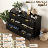 Homall Fluted 6 Drawers Dresser for Bedroom, 48" Modern Chest of Drawers with Metal Handle, Wood Closet Storage Organizer for Living Room