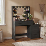 Homall Makeup Vanity Desk with LED Lights, Mirror & Power Outlet, Dressing Table with 4 Shelves and 5 Drawers, Vanity Set & Nightstand for Bedroom