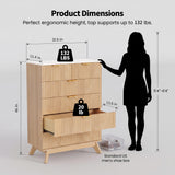 Homall 6 Drawer Tall Dresser for Bedroom, Modern Fluted Dresser Chest of Drawers, Wood Storage Dresser Organizer with Anti-Tip for Bedroom, Living Room