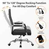 Vyrox Modern Office Chair, Mid-Back Faux Leather Swivel Reception & Conference Chair， Ergonomic Swivel Chair with Arms