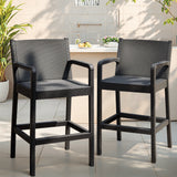 Homall 2-Pack Outdoor Bar Stools, High Back Bar Chairs with Textured Seat for Patio