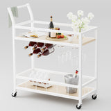 Homall Bar Cart Home Industrial Mobile Bar Cart with Wine Rack, Glass Holder and Wood Storage Shelves for Living Room, Kitchen, Party