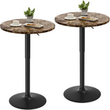 Homall 2 Pieces Bar Table Height Adjustable Bistro Pub Table Cocktail Round Table with Metal Base, White/Sliver