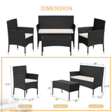 Lacoo 4 Pieces Patio Conversation Set Outdoor PE Rattan Wicker Chairs Set and Table