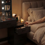 Homall Makeup Vanity Desk with LED Lights, Mirror & Power Outlet, Dressing Table with 4 Shelves and 5 Drawers, Vanity Set & Nightstand for Bedroom