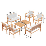 Homall 8-Piece Patio Conversation Set Acacia Wood Sofa Set Cushioned Seating Group