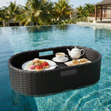 Homall 25.59×15.75×7.1in Rattan Floating Pool Tray Wicker Serving Tray for Food Drinks Floats for Spas Pool Parties