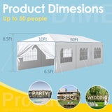 Homall 10' x 30' Outdoor Gazebo Wedding Party Tent Patio Canopy Camping Shelter Pavilion w/Removable Sidewalls Carport Cater BBQ Events