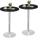 Homall 2 Pieces Bar Table Height Adjustable Bistro Pub Table Cocktail Round Table with Metal Base, White/Sliver