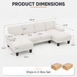 Homall 105" U-Shape 6 Seat Sectional Sofa with Chaise, Chenille Fabric Modular Couch for Living Room, Apartment