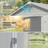6x4ft Outdoor Plastic Storage Shed with Window,Weather-Resistant, Easy Assembly, Wood-Effect Garden Tool House,Light Gray