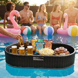 Homall 40×30×7in Rattan Floating Pool Tray Wicker Serving Tray for Food Drinks Floats for Spas Pool Parties