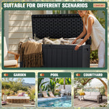 Homall 90 Gallon Outdoor Resin Deck Box, Waterproof and UV Resistant Storage Box for Garden Tools, Pool
