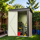 Homall 3' x 5' Mental Outdoor Storage Shed, with Groove Roof and Lockable Door, for Garden and Patio, Brown