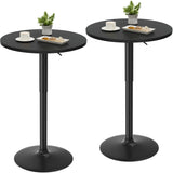 Homall 2 Pieces Bar Table Height Adjustable Bistro Pub Table Cocktail Round Table with Metal Base, White/Sliver
