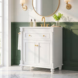 Homall 30'' Bathroom Vanity with Ceramic Sink, Storage Cabinet & Towel Bar, Modern Farmhouse Bathroom Vanity for Small Bathrooms & Powder Rooms