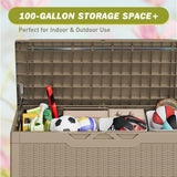 Homall 100-Gallon Outdoor Resin Deck Box for All-Weather Use Lockable Waterproof Storage Solution with Cushion Storage