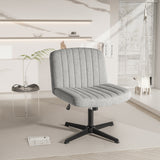 Homall Office Desk Chair Armless Swivel Vanity Chair, Fabric Padded Home Office Chair No Wheels, Gray