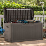 Homall 100-Gallon Outdoor Resin Deck Box for All-Weather Use Lockable Waterproof Storage Solution with Cushion Storage