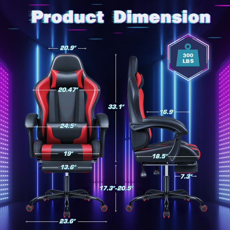 Homall L Shaped Gaming Desk and Chair Set, Carbon Fiber Desktop Corner Computer Desk RGB Massage Ergonomic Racing Chair E-Sports LED Lights RGB Gaming Chair with Footrest