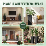 Homall 25" Tall Plastic Planter Set of 2 with Inside Pots, Drainages, for Outdoor and Indoor