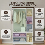 Homall 71" 3-Door Armoire Wardrobe Closet , Modern Storage Armoire with Drawers, Shelves & Hooks for Bedroom