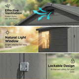 6x4ft Outdoor Plastic Storage Shed with Window,Weather-Resistant, Easy Assembly, Wood-Effect Garden Tool House,Dark Gray