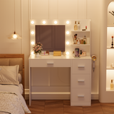 Homall Vanity Desk with Mirror, 3 Modes LED Lights and USB Power Outlet, Makeup Vanity Table with 6 Storage Shelves and 7 Drawers for Dressing Room Bedroom