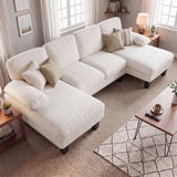 Homall 105" U-Shape 6 Seat Sectional Sofa with Chaise, Chenille Fabric Modular Couch for Living Room, Apartment