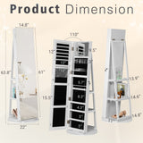 Homall 360° Swivel Jewelry Armoire Lockable 3-in-one Jewelry Cabinet Organizer with Full Length Mirror, White