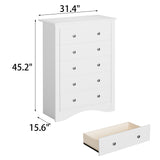Homall 5 Drawer Dressers for Bedroom Equipped with an Anti-Toppling Device, Modern Wood Chest of Drawers Storage Cabinet