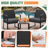 Homall 3 Pieces Patio Bistro Chairs Set, Outdoor PE Rattan Chairs with Cushions and Coffee Table Conversation Set