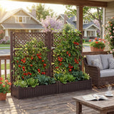 Homall Raised Garden Bed with Trellis, 43"x18"x59" Planter Box for Climbing Plants, Outdoor Raised Garden Bed for Privacy Screen, Tall Vertical Planter, Brown
