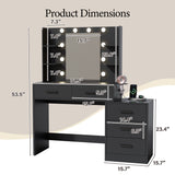 Homall Makeup Vanity Desk with LED Lights, Mirror & Power Outlet, Dressing Table with 4 Shelves and 5 Drawers, Vanity Set & Nightstand for Bedroom