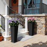 Homall 2-Pack 24" Tall Outdoor Plastic Planters with Inside Pots, Rattan - Patterned for Patio Decor