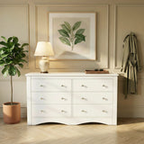 Homall 6 Drawer Double Dresser Equipped with an Anti-Toppling Device, Modern Wood Chest of Drawer for Living Room Bedroom