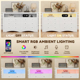 Homall 6 Drawer Double Dresser with Charging Station, Modern Chest of Drawers with LED Light, Storage Dresser Chest for Bedroom Living Room