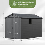 6x10ft Outdoor Plastic Storage Shed with Window-Weather-Resistant, Easy Assembly, Wood-Effect Garden Tool House,Dark Gray